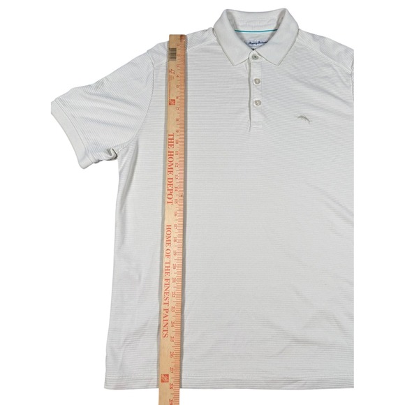Tommy Bahama Island Zone Mens Polo Shirt Large Beige Stripe Golf Casual - Picture 6 of 7
